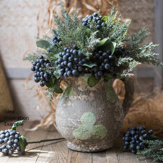 Artificial Fruit Black Berry Bunch 11" Tall Silk Plant