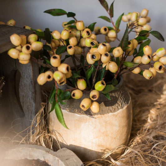 Artificial Fruit Loquat Fruit Stem in Yellow 15" Tall Silk Plant