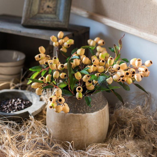Artificial Fruit Loquat Fruit Stem in Yellow 15" Tall Silk Plant