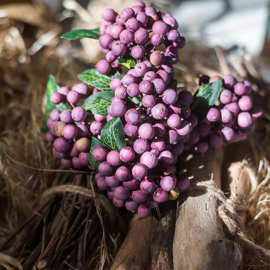 Artificial Fruit Purple Berry Bunch 11" Tall Silk Plant