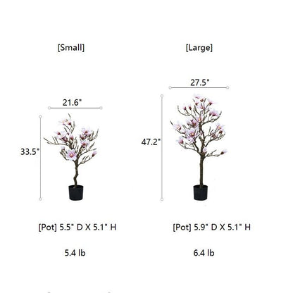Artificial Silk Pink Magnolia Tree In Pot