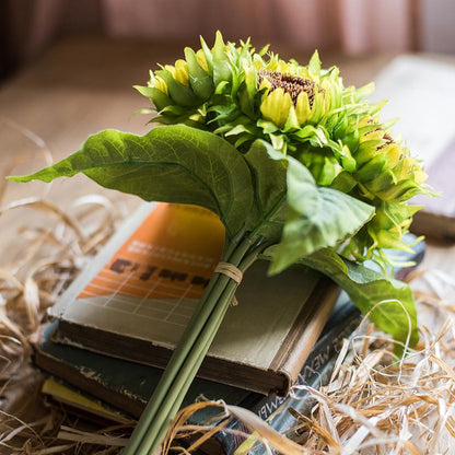Artificial Silk Yellow Sunflower Bouquet 13" Tall