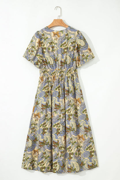 Floral Puff Sleeve Maxi Dress