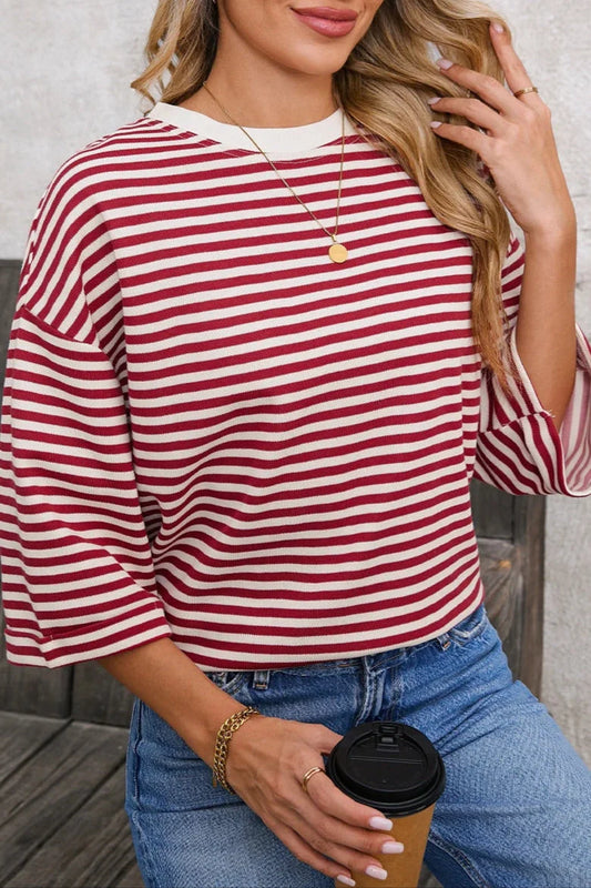 Stripe Bow Back Cutout Tee
