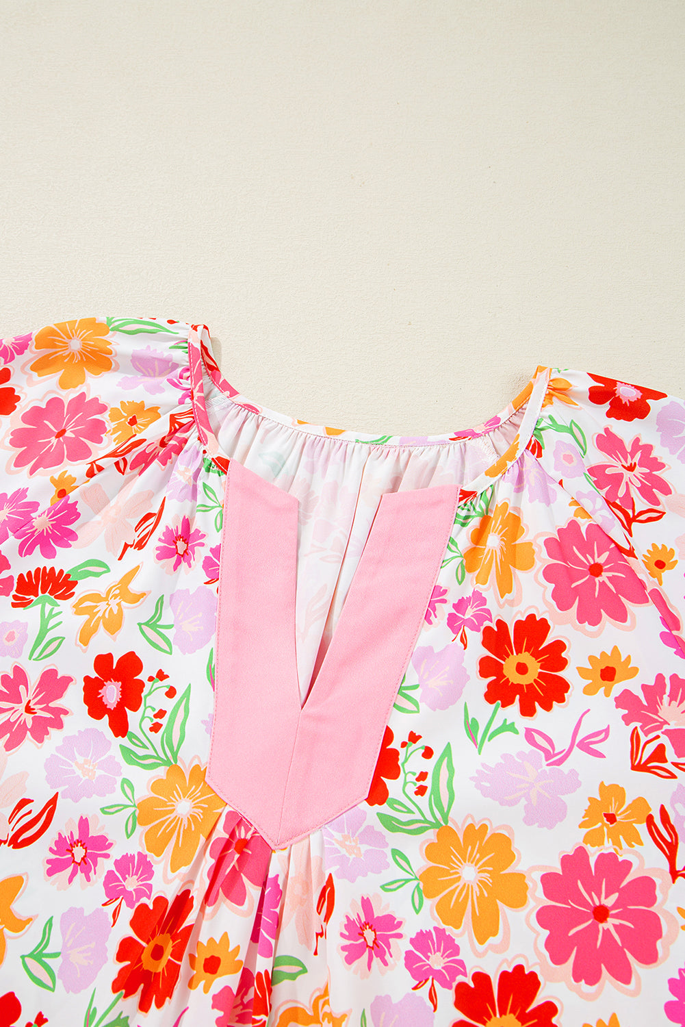 Plus Size Floral Wide Short Sleeve Blouse