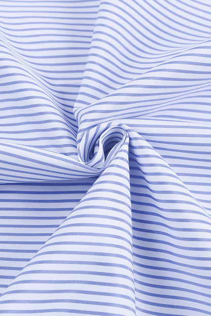 Stripe Smocked Cuff Buttoned Shirt