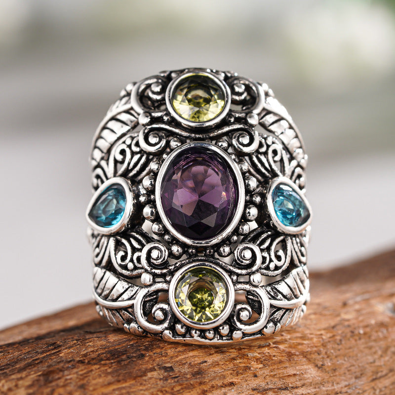 Vintage Amethyst-Inspired Filigree Ring