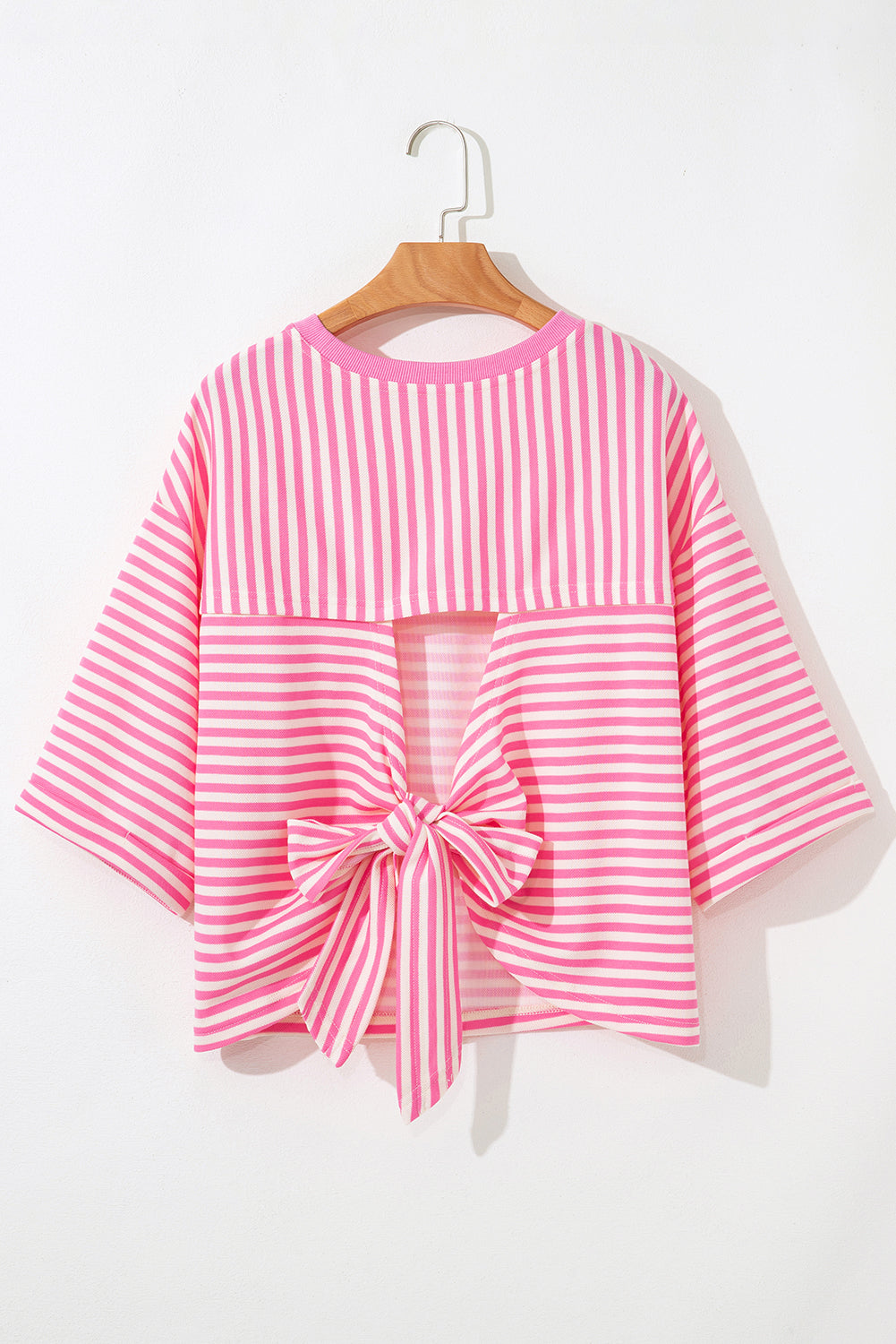 Stripe Bow Back Cutout Tee