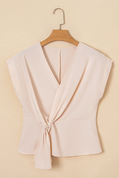Wrap V-Neck Ruched Peplum Blouse