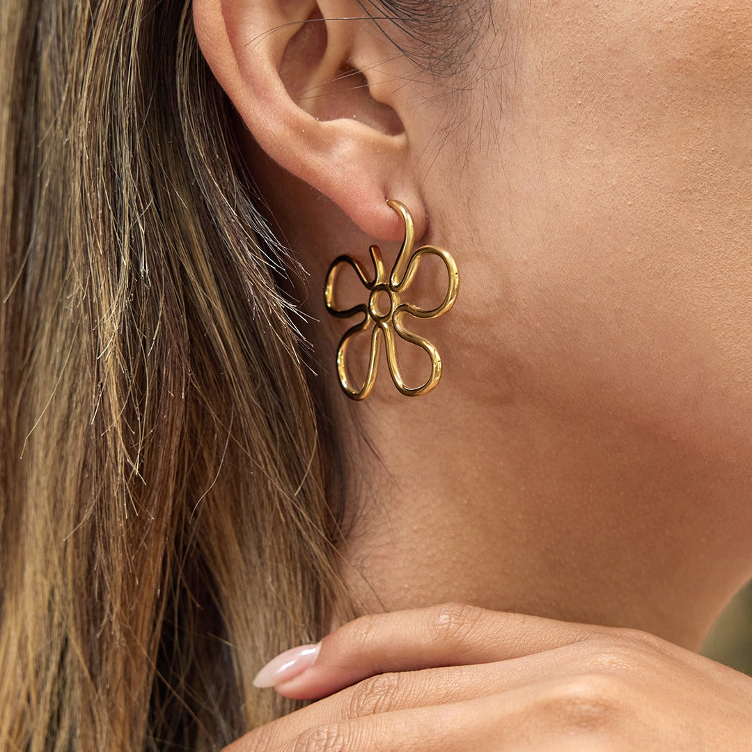 18K Gold-Tone Flower Earrings