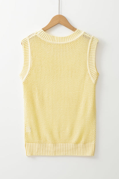 Hollowed Knit Sleeveless Sweater Top