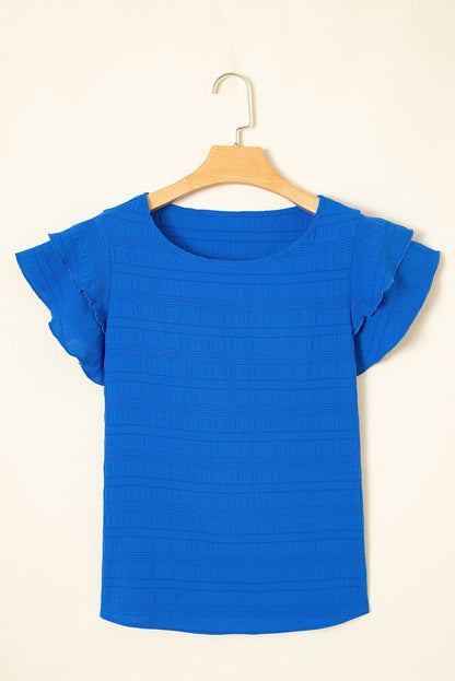 Textured Ruffle Sleeve Top