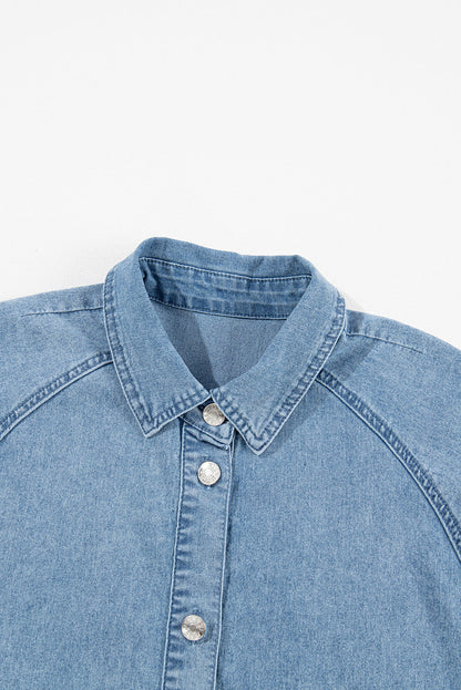 Denim Frilled Short Sleeve Dress