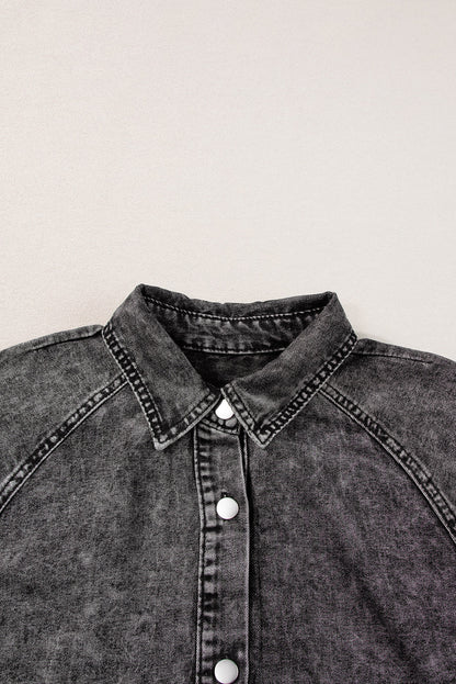 Denim Mineral Wash Buttoned Dress