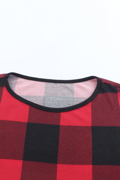 Colorblock Plaid Long Sleeve Top