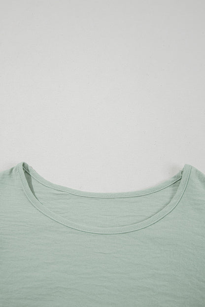 Solid Ruffle Short Sleeve Blouse