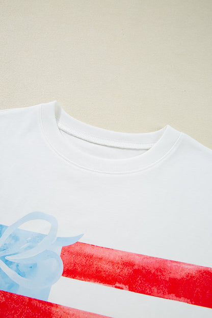 Flag Bow Crewneck Graphic Tee