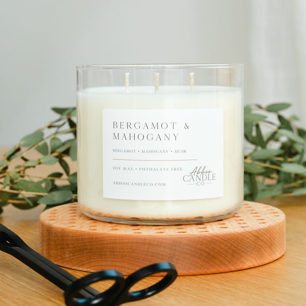Bergamot and Mahogany 3-Wick Soy Candle
