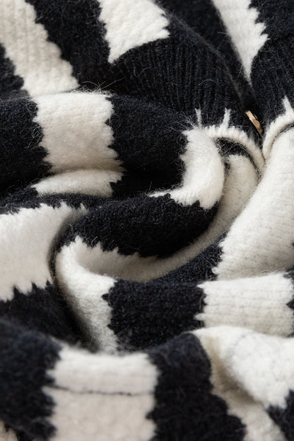 Stripe Buttoned Cardigan Sweater