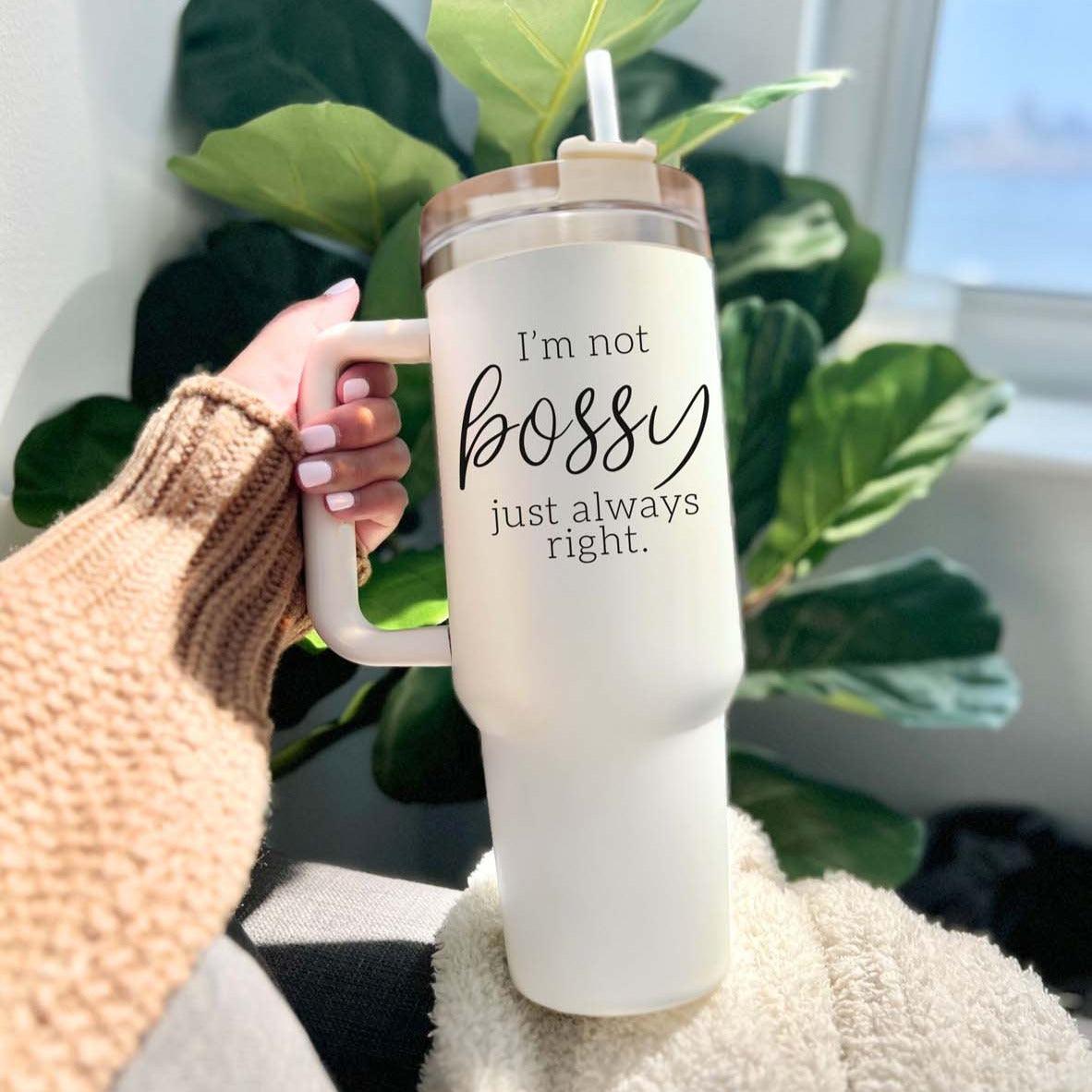 Boss Coffee Mugs, Funny Coffee mugs for dad. Tumblers for Sister Funny, travel mugs for brother funny, Coffee mugs cute, coffee mugs lids, tumblers 40 oz