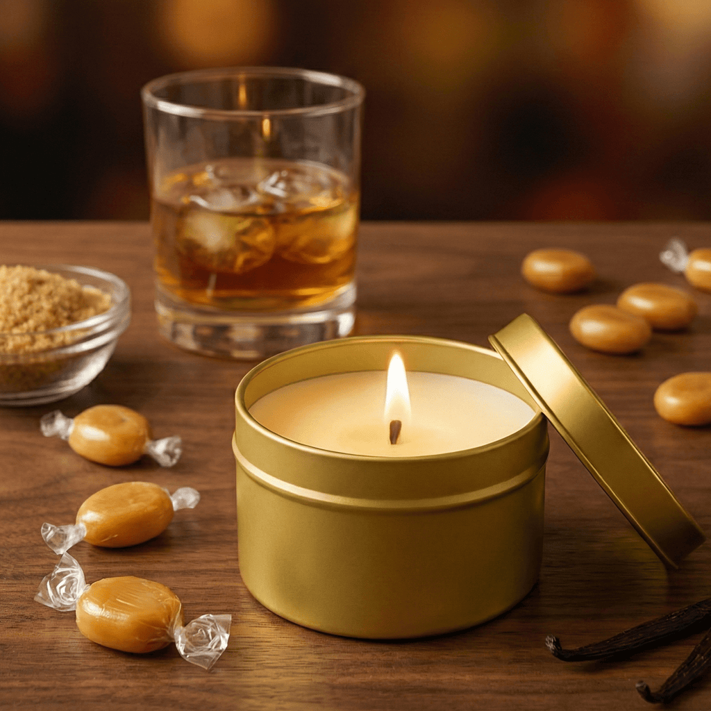 Butterscotch and Bourbon Gold Tin Soy Candle