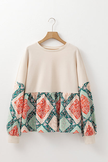 Paisley Patchwork Long Sleeve Top