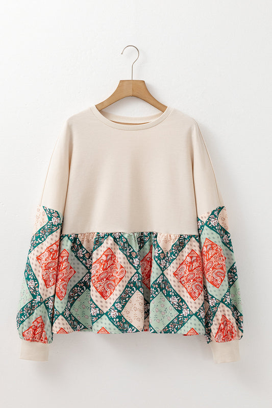 Paisley Patchwork Long Sleeve Top