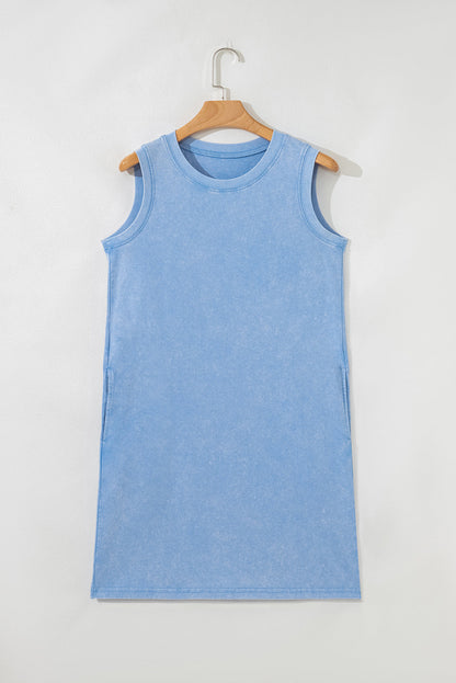 Mineral Wash Sleeveless Mini Dress