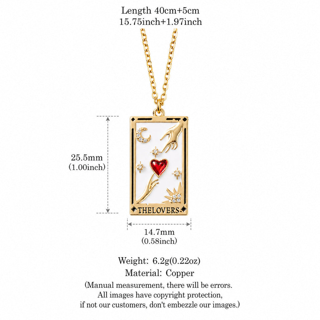 Enamel Tarot Card Pendant Necklace Collection