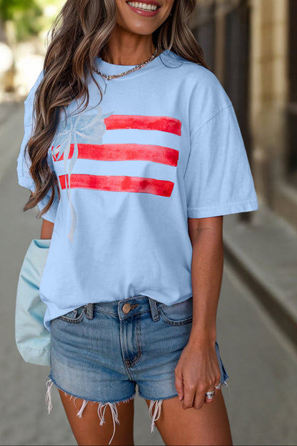 Flag Bow Crewneck Graphic Tee