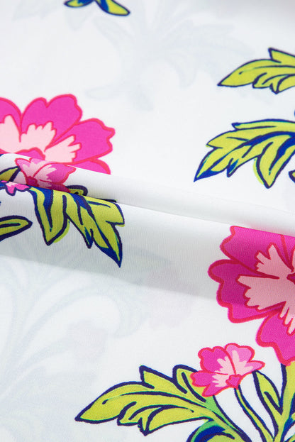 Plus Size Floral Contrast V-Neck Blouse