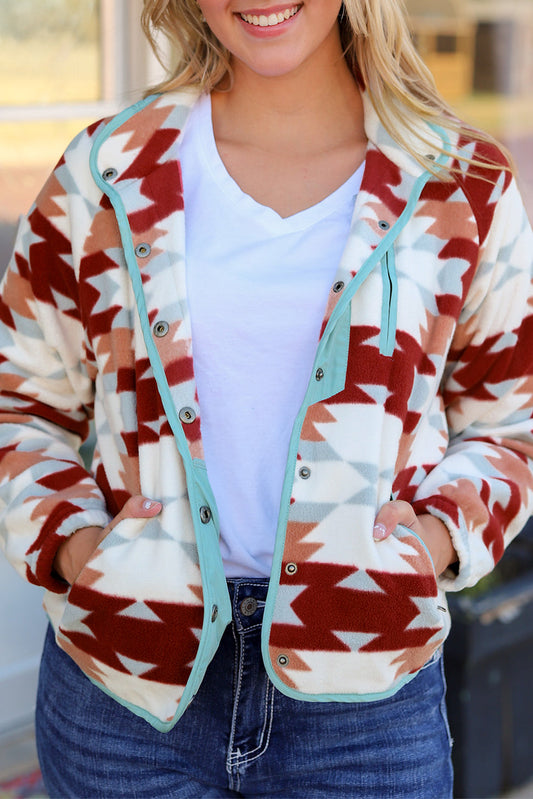 Western Aztec Fleece Buttoned Jacket