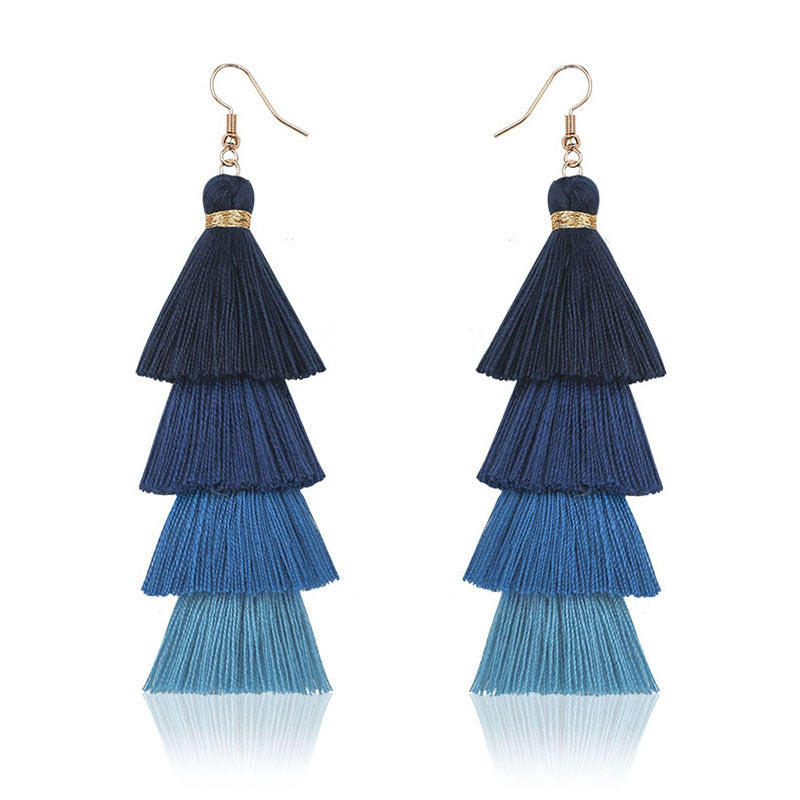 Tiered Tassel Statement Earrings