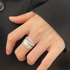Sculpted Multi-Band Statement Ring