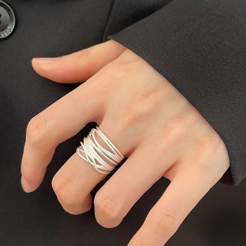 Sculpted Multi-Band Statement Ring