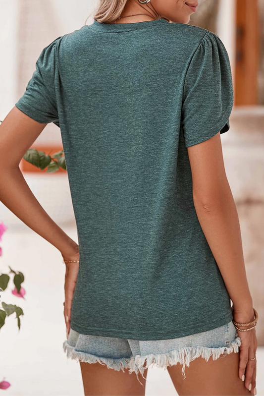 Heathered Petal Sleeve V-Neck T-Shirt