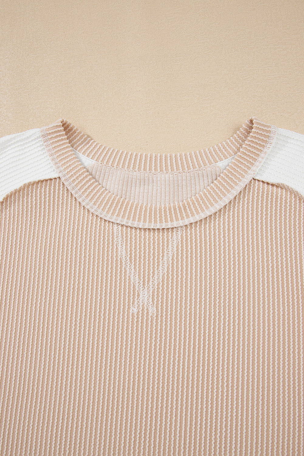 Plus Size Colorblock Corded Short Sleeve Top