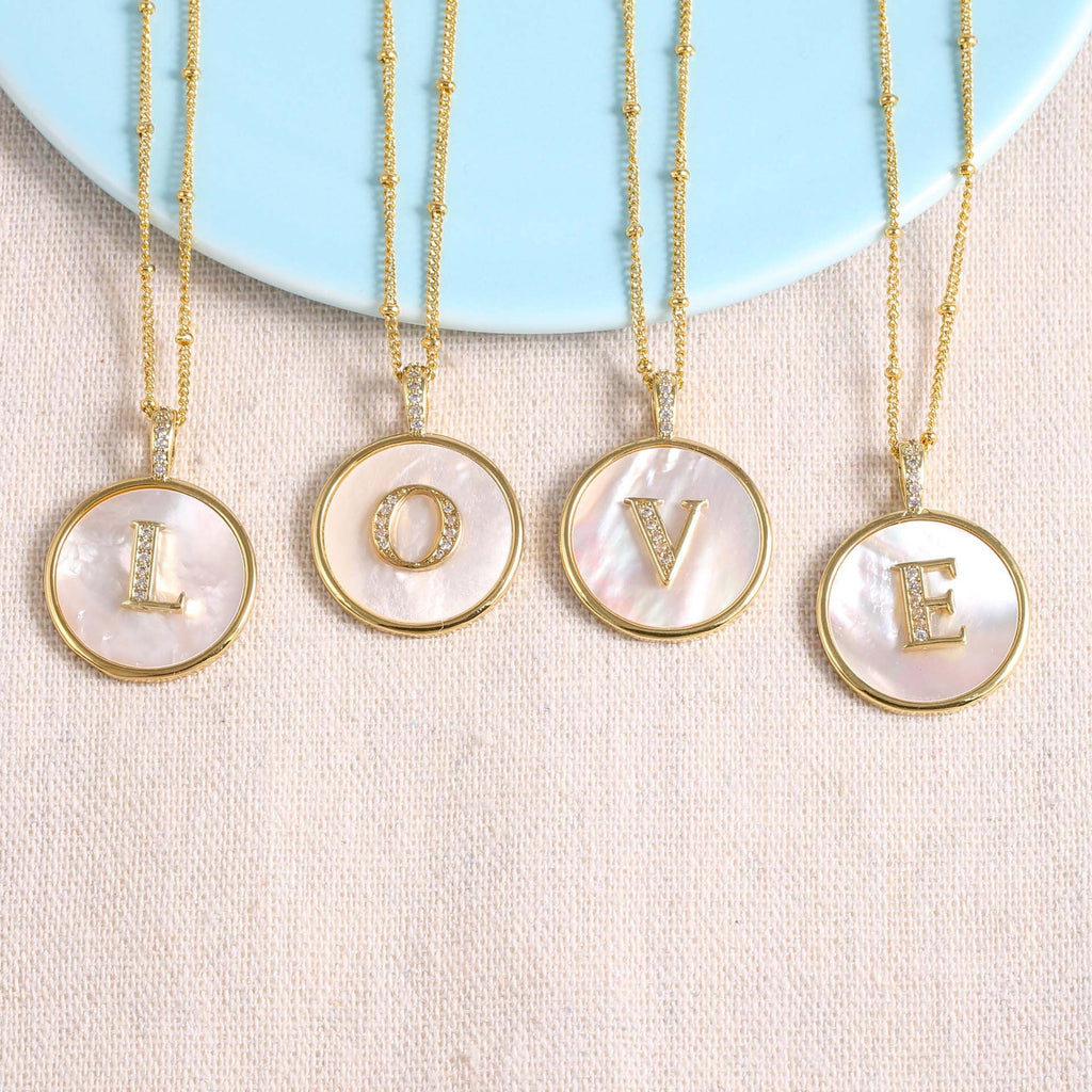 Gold Shell Initial Pendant Necklace