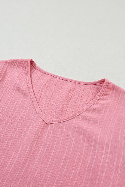 Textured Ruffle Sleeve V-Neck Top