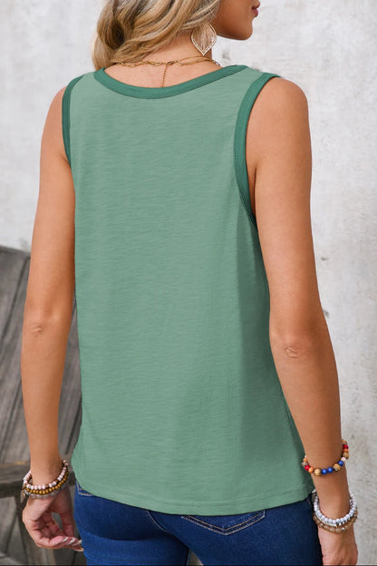 Metallic Contrast Trim Tank Top