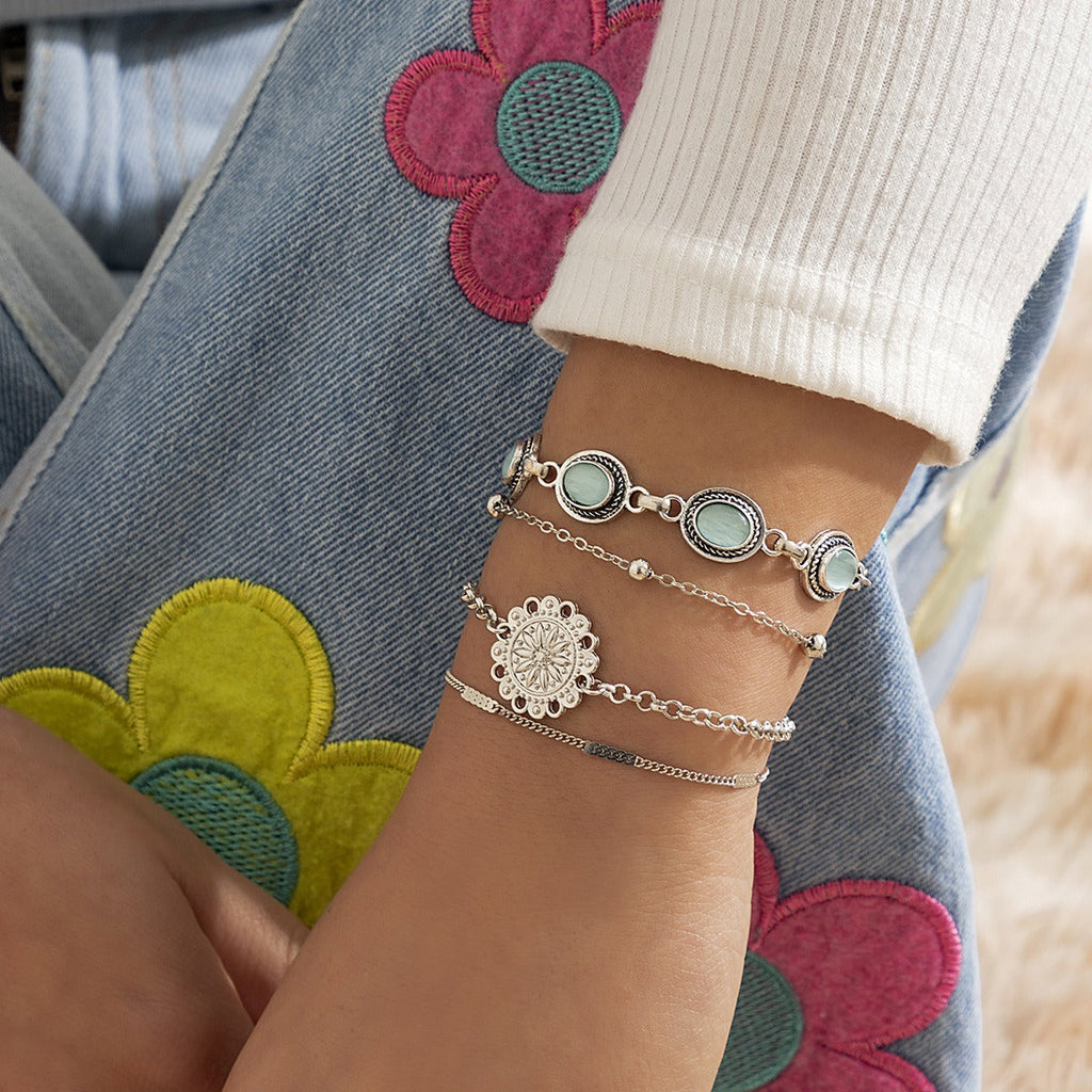Vintage Cat’s Eye Floral Bracelet