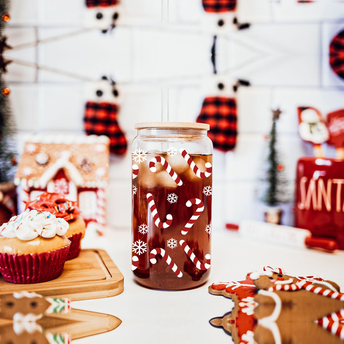 christmas glass cup with lid
Christmas glass cup - with straw - with lid
Christmas glass coffee cup