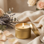 Cashmere and Cedarwood Gold Tin Soy Candle