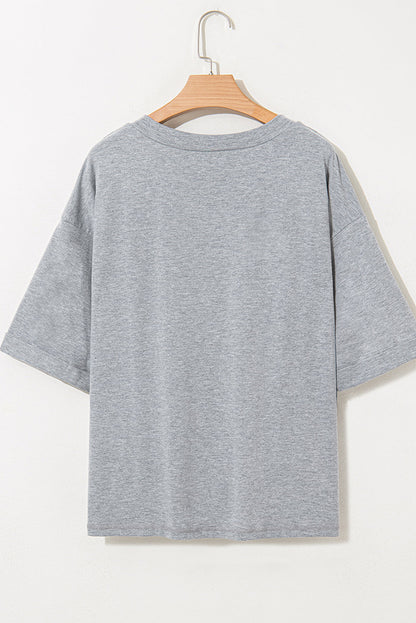 Solid Raglan Sleeve V-Neck T-Shirt