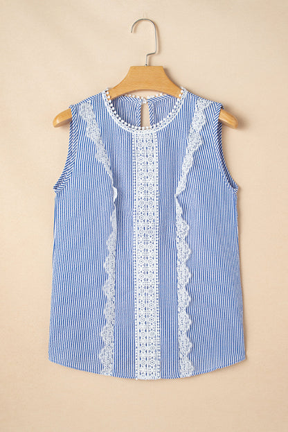 Stripe Lace Patchwork Tank Top