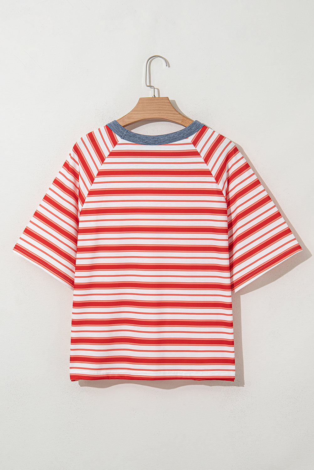 Stripe Contrast Trim Raglan T-Shirt