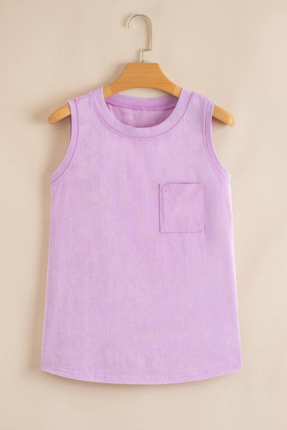 Mineral Wash Chest Pocket Tank Top
