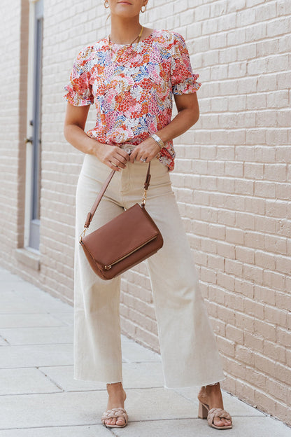 Floral Bubble Sleeve Blouse