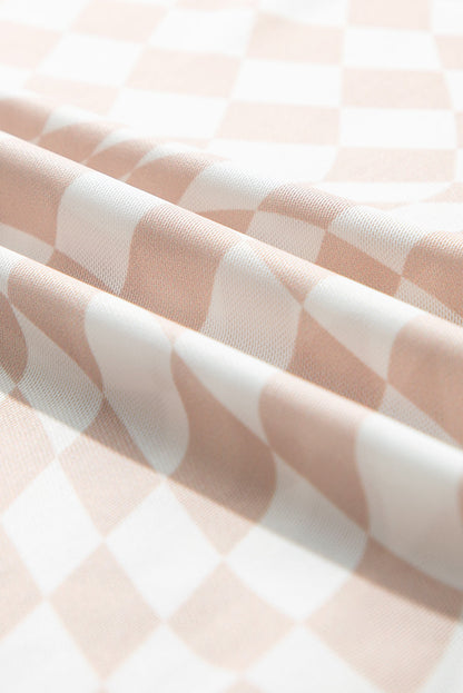 Checker Mesh Long Sleeve Top