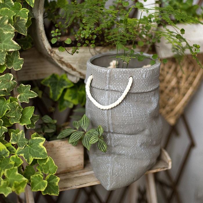 Ceramic Planter Linen Bag